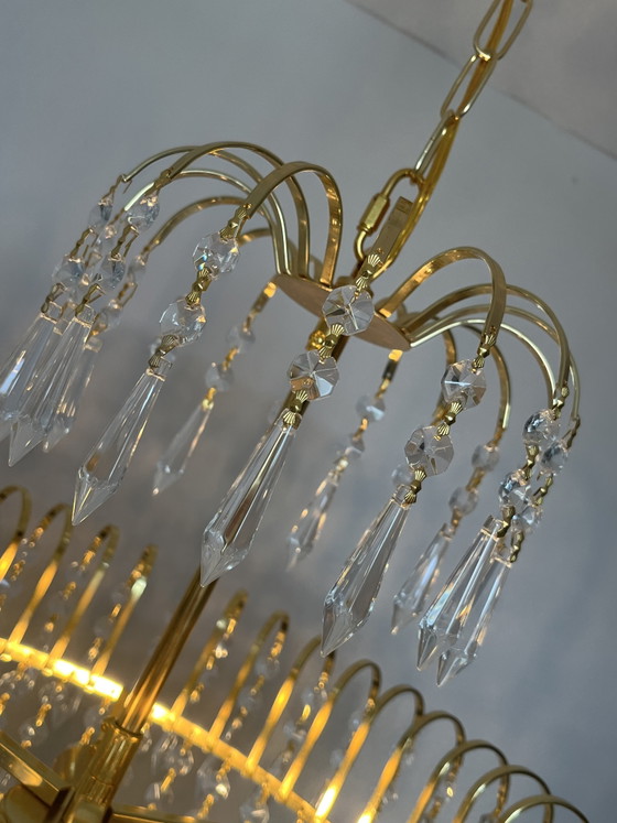 Image 1 of cut crystal point icicles chandelier