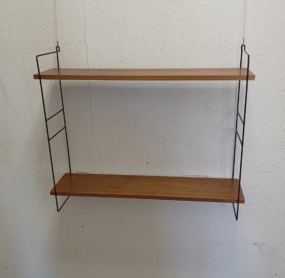 Wandregal aus den Fünfzigerjahren mit zwei Ablagen – Metal, Wood (photo 3 of 8)