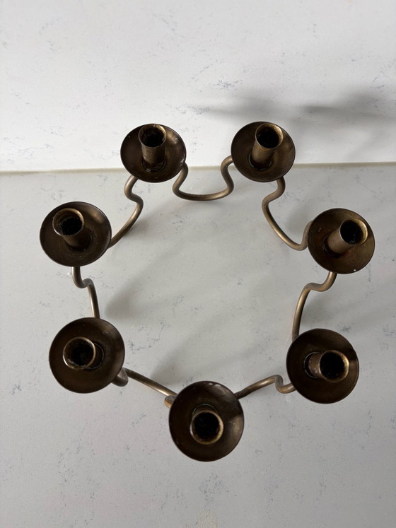 Portacandele vintage in ottone Lars Holmström, Arvika, 1950, Marrone (foto 7 di 8)