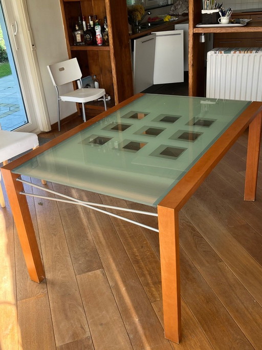 Ligne Rosset Dining Table Cherry Wood/Glass