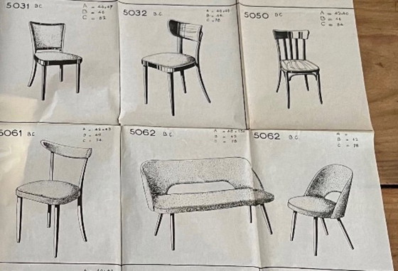 Image 1 of Sedia da cocktail in legno e similpelle rossa di Thonet - anni '50/'60