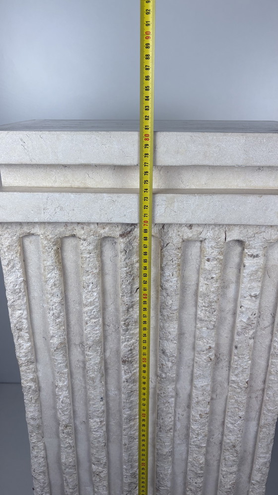 Image 1 of Vintage large Roman column / pillar beige cream plant table