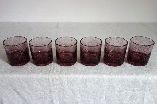 6 verres soufflés à bulles Verrerie du Marais Riom