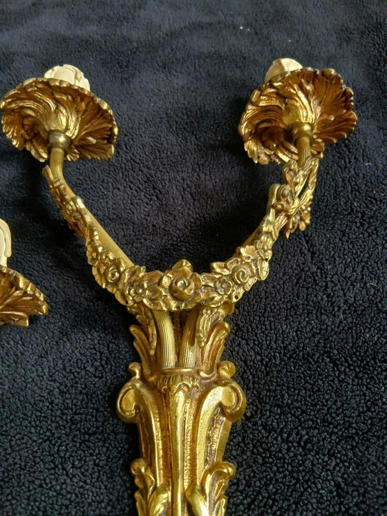 Image 1 of Apliques de pared de bronce dorado estilo Art Nouveau