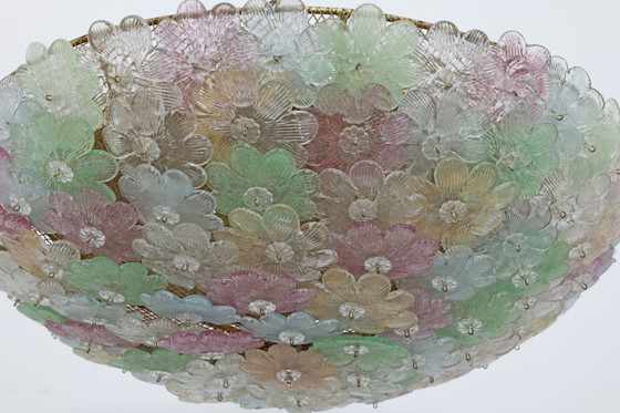 Image 1 of Lámpara de techo de cristal de Murano de estilo moderno de mediados de siglo, atribuida a Barovier & Toso, años 50