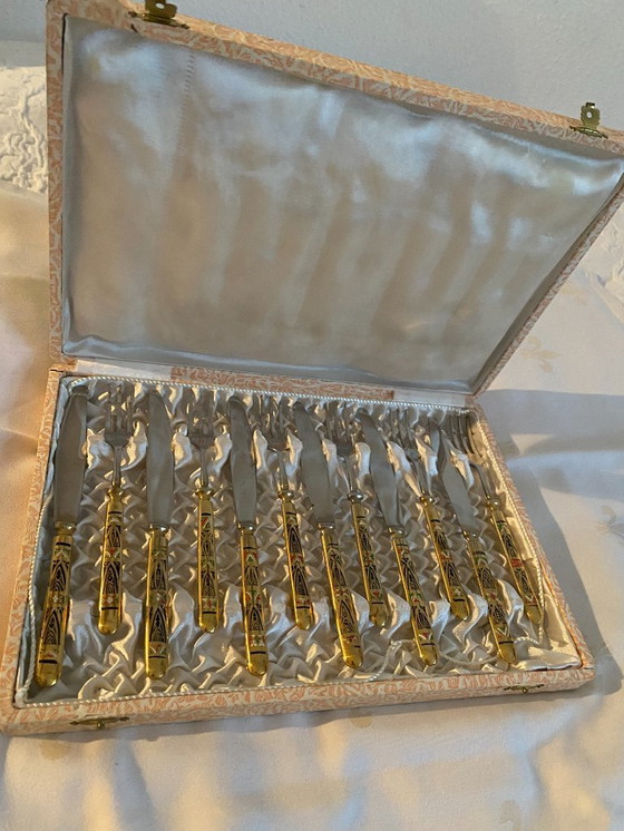 Image 1 of posate da dessert color oro da sei pezzi