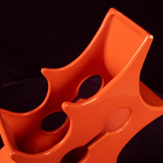 Abstract Oranje Keramische Sculpturale Vaas, Postmodern Space Age, Italië, 1980 – Vazen, Ceramic (photo 19 of 19)