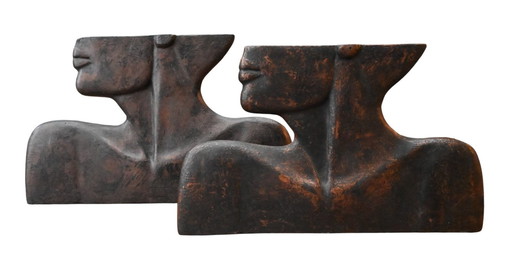 Une paire de sculptures modernistes, signées « Jean Marie », attribuées à Louis Smeyers (1923-2009).