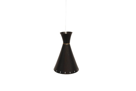 Vintage Diabolo pendant lamp by Svend Aage Holm Sorensen – Brass, Scandinavian (photo 3 of 4)