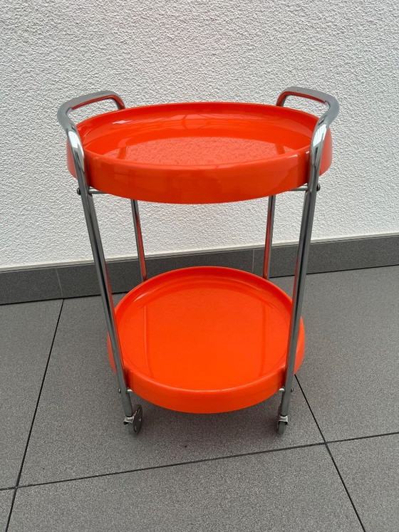 Image 1 of Rond, verchroomd plastic en metalen frame in spacestyle-stijl uit de jaren 80.