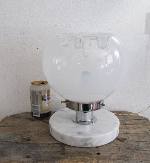 Tafellamp Murano Mazegga Carlo Nason glas marmer chroom Italy 60's