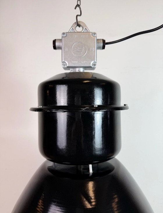 Image 1 of Large Black Industrial Factory Pendant Lamp from Elektrosvit, 1960s