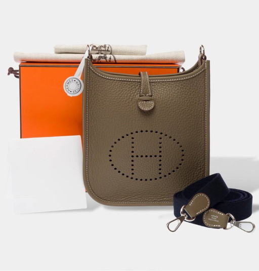 Borsa HERMES Mini Evelyne in cuoio Étoupe - 103241
