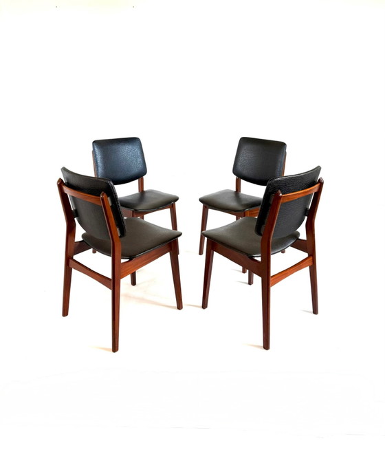 Set of 4 vintage Danish Dining chairs, 1970s – Metal, Wood (photo 3 of 10)