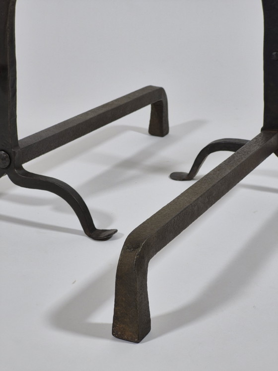 Paire de tréteaux de cheminée en métal forgé à la main, de forme élégante, en laiton – Objets déco, Metal (photo 12 of 15)