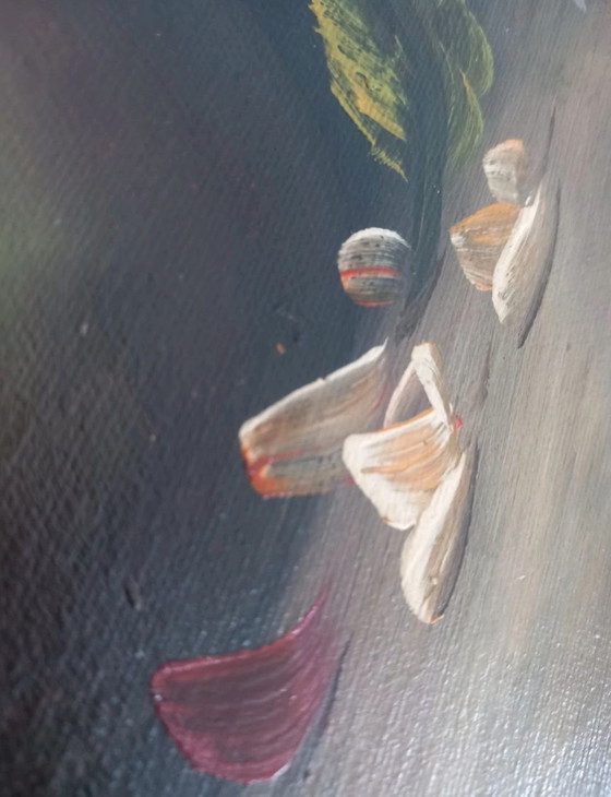Natura Morta con Crisantemi, Olio a Impasto, Cornice Ovale, Dipinti e disegni, Legno, Multicolore (foto 8 di 8)