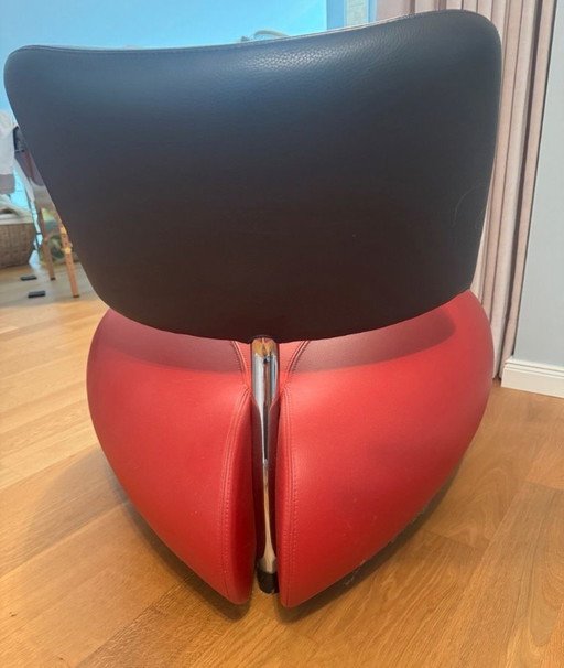 LeoLux Design armchair Pallone leather red-red-black