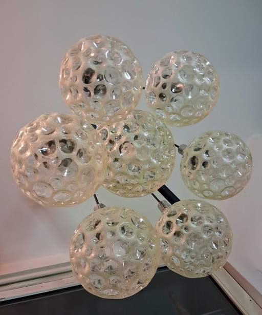 Vintage Cascade space-age pendant 7 XL glasbollen 1950