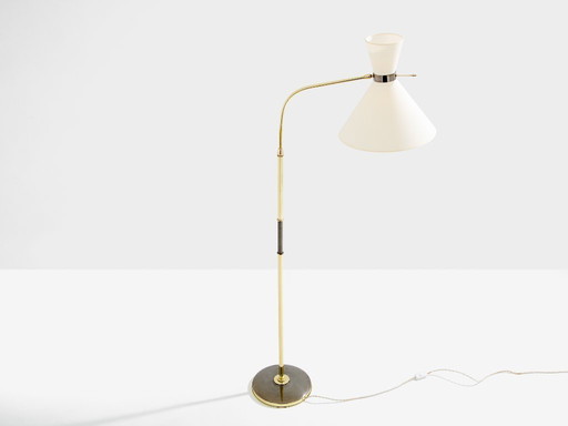 Maison Lunel Diabolo Messing-Stehlampe aus Rotguss, 1950er Jahre