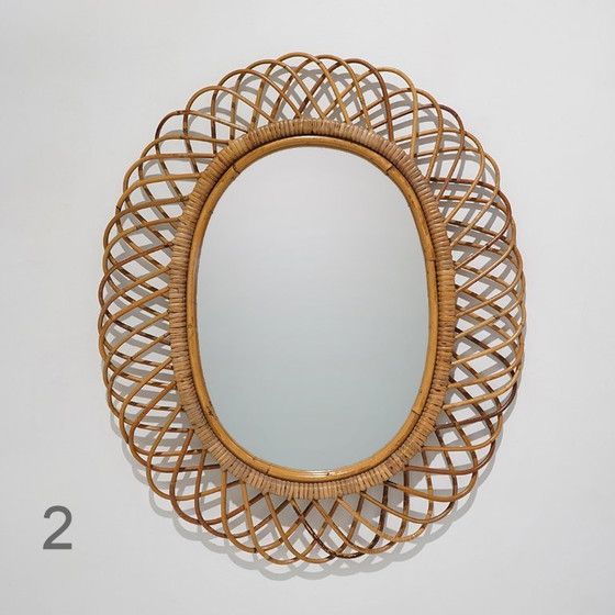 Wall Mirror With Rattan Frame, 1950s – Glass (photo 11 of 15)