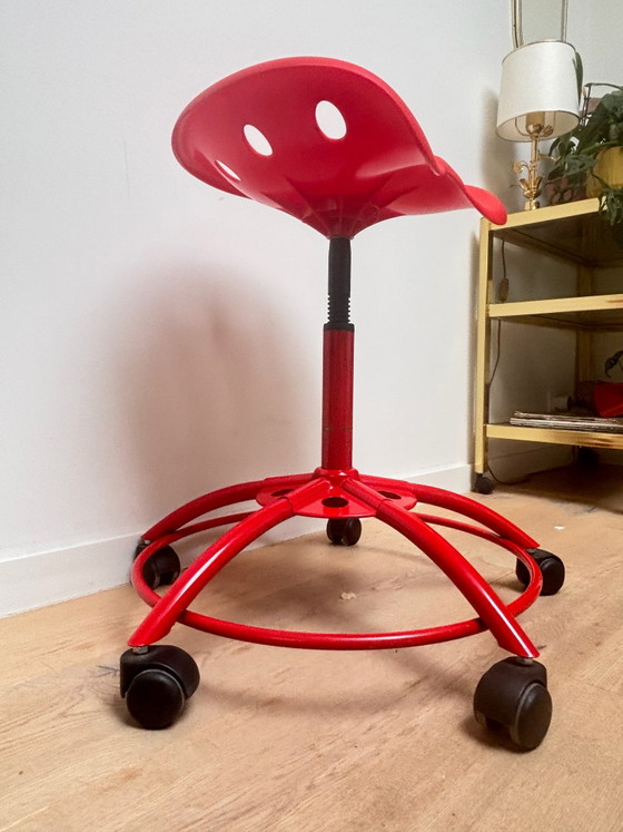 Sgabello vintage IKEA Traktor / sgabello sedile trattore – Rosso – Sedie girevoli, Plastica, Metallo (photo 4 of 9)