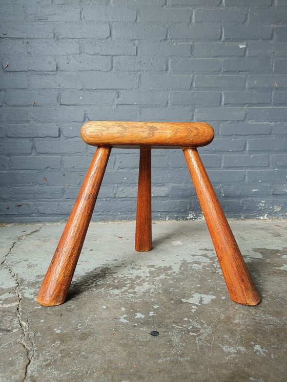Tabouret vintage en chêne des années 60 - tabouret dans le style de Perriand – Bois (photo 12 of 14)