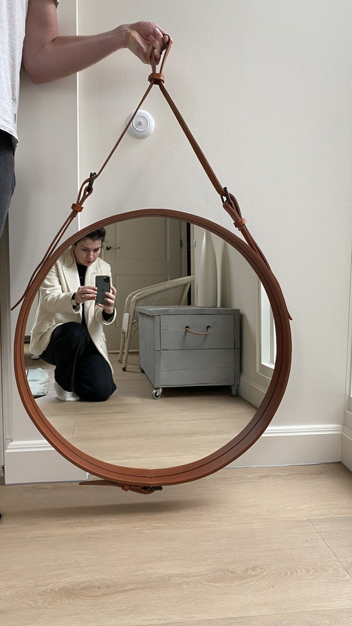 Gubi Mirror Brown Leather