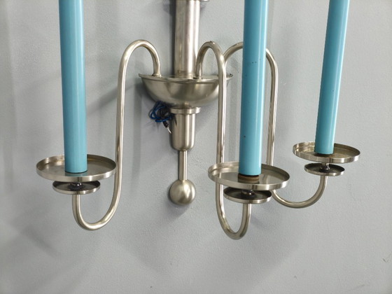 Image 1 of Art Deco Chandelier with Matching Sconces, Czechoslovakia 1930s