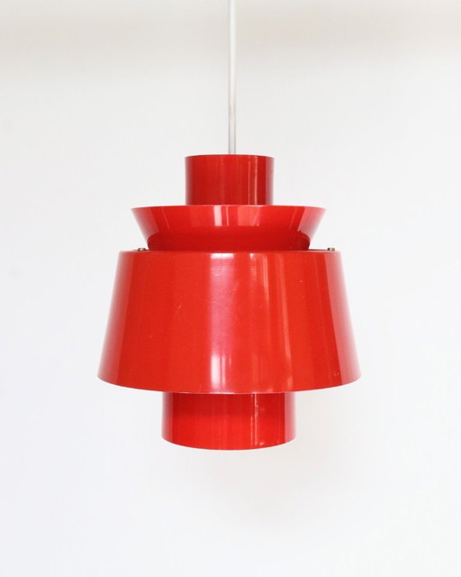 Vintage dänische rote Pendelleuchte Jørn Utzon
