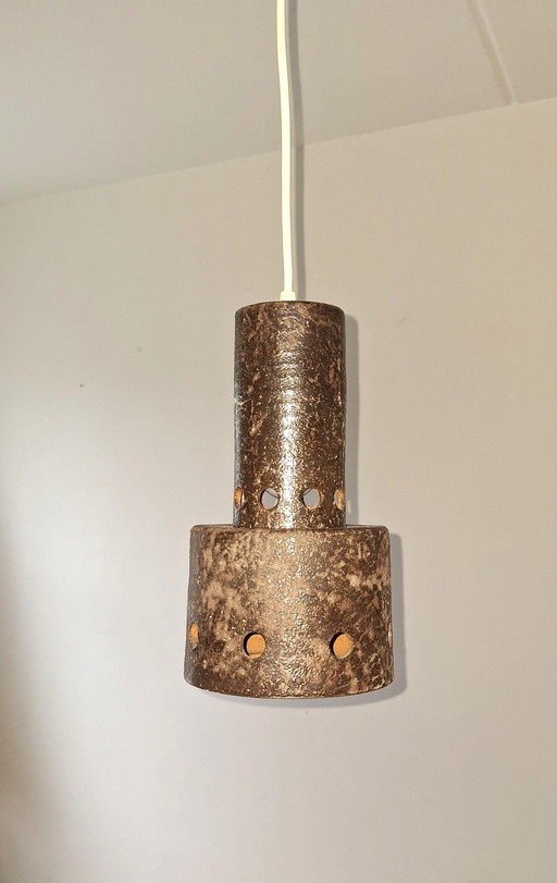 Lampe suspendue, céramique, comprenant 2 parties, calice et tige, vintage