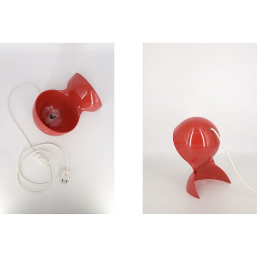 Dalù vintage desk lamp in red plastic by Vico Magistretti for Artemide, Italy 1960