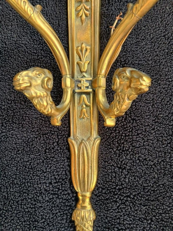 Par de Apliques de latón dorado, estilo clásico, Bronce, Classicisme (foto 6 de 6)