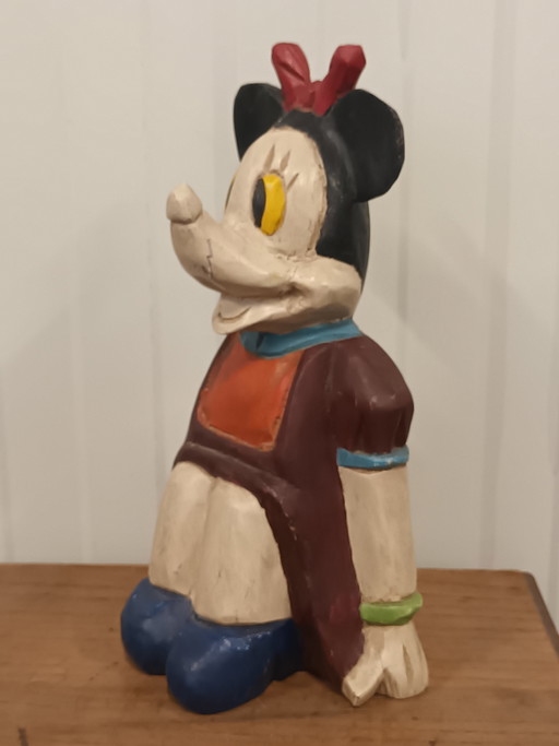 Vintage-Minnie-Maus-Statue aus Holz
