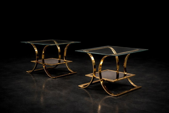 Image 1 of Vintage Mid-Century Italian Modern Glass Coffee Tables, 1960s, Set of 2