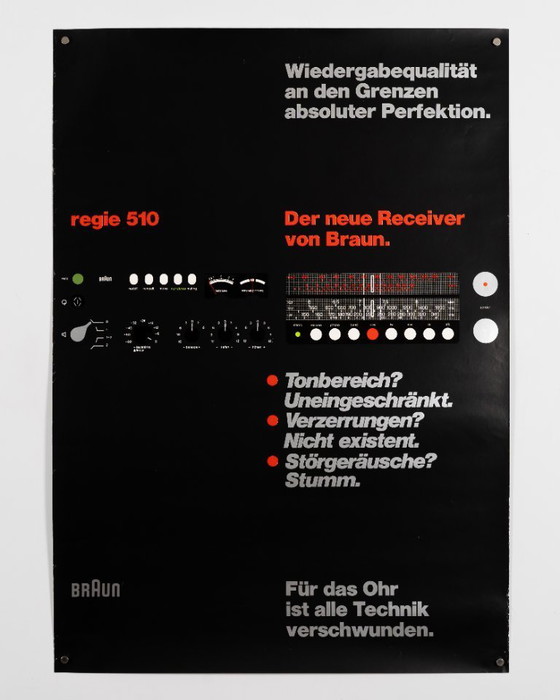 Image 1 of Braun regie 510 – 1972 – Originele vintage reclameposter van Dieter Rams – Mid-Century Modern – 84,1 x 59,4 cm A1