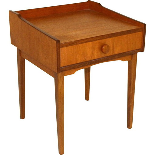 Mesita de noche vintage de teca, Suecia, 1960