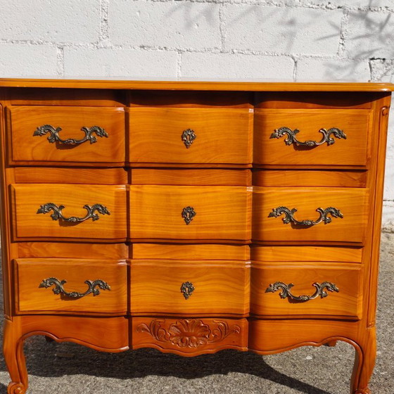 Vintage Franse ladekast van kersenhout - Commode - Louis XV-stijl - jaren 70 – Ladekasten, Metal, Other (photo 5 of 22)