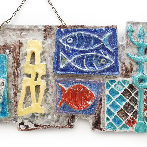 Image 1 of Glazed Ceramic Panel with a Marine Theme, 1960s