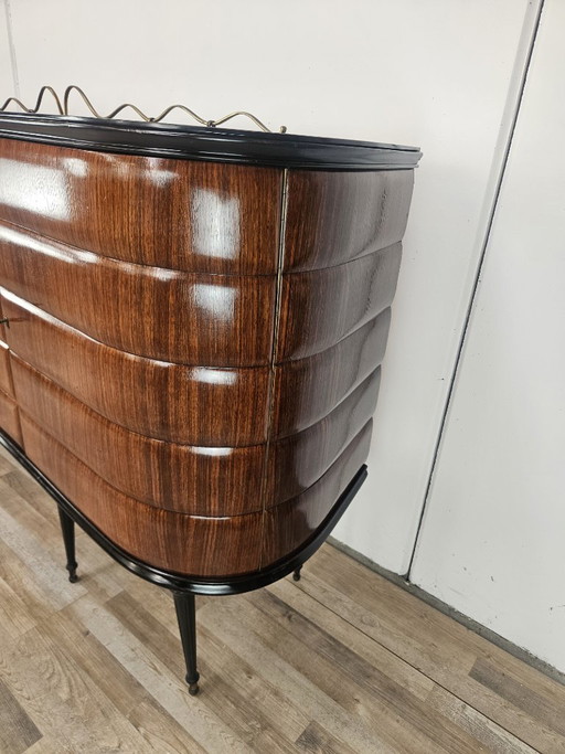 Vittorio Dassi Rosewood Credenza With Black Glass Top, Italian 1940 – dressoirs, Brass (photo 2 of 36)