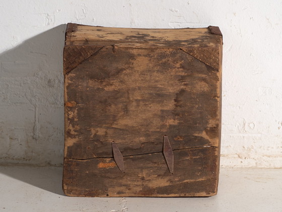 Antica misura per grano Dou in legno di olmo, Cina, circa 1900, Oggetti decorativi, Ferro, Rustic (foto 5 di 7)