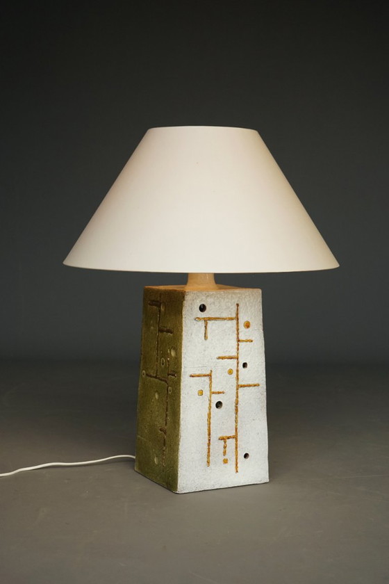 Mid-Century Ceramic Table Lamp With Abstract Design, 1970s (photo 8 of 16)