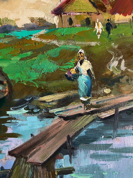 Image 1 of A Village River with Two Boats