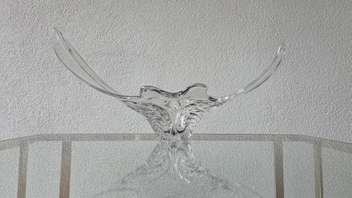 Centro de mesa vintage de cristal francés XL (62 cm) – Art Vannes / Bayel – con etiqueta original