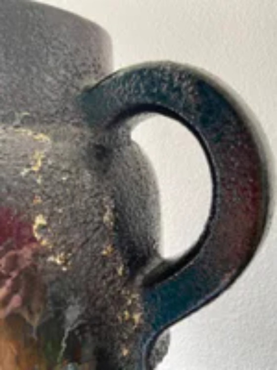 Image 1 of West Germany Scheurich 517-54 fat lava floor vase with horse