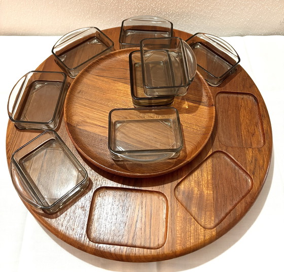 Image 1 of Carrusel de aperitivos Digsmed con bandejas de Holmegaard, Dinamarca. Juego de 17 piezas.