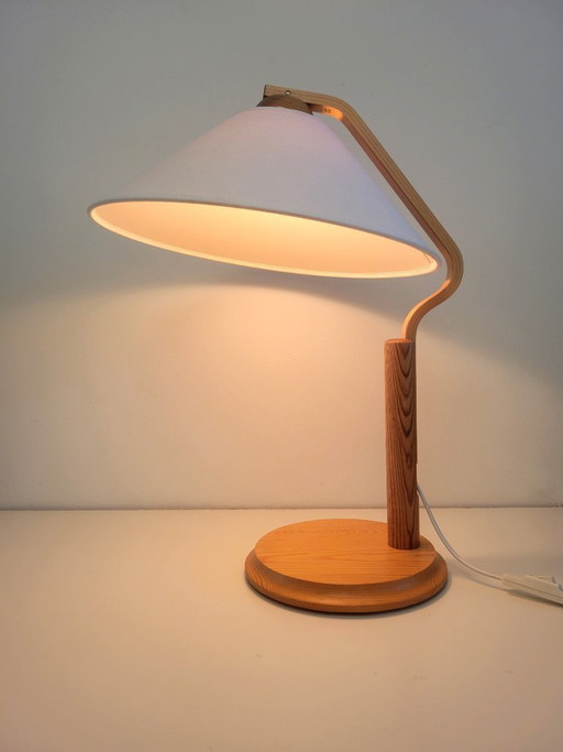 Lámpara de mesa vintage de pino de Solbackens AB, Suecia 1970