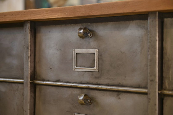 Image 1 of Strafor 6-column filing cabinet with oak top, 1950s