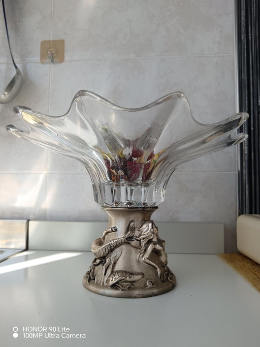 Crystal and Silver Centerpiece Stand