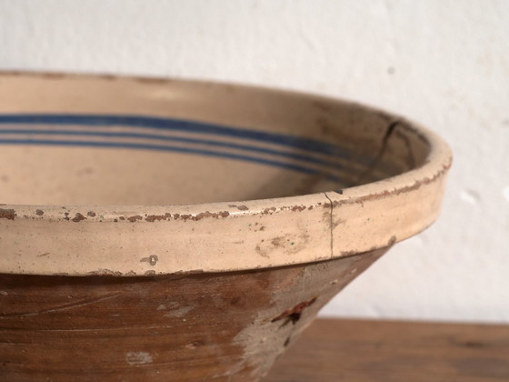 Pair of Antique Glazed Ceramic Bowl and Jug, Central Europe, circa 1900, Crockery, Blue (photo 9 of 14)