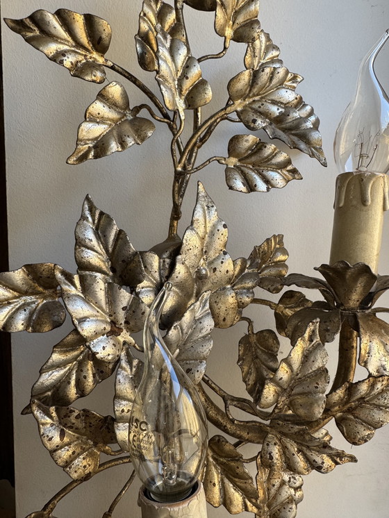 Image 1 of Florentine wall sconce with foliage design, 1960s